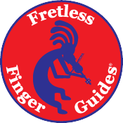 image of fretless finger guides logo featuring a violin playing koko pelli